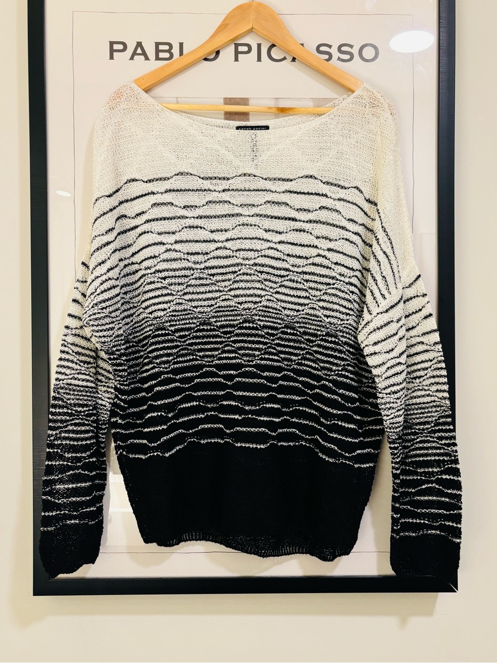 Sarah Pacini Ombre linen Nylon Knit LS top One size Made in Italy